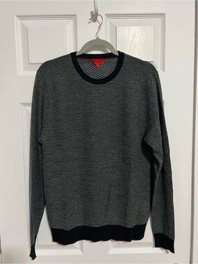 Isaia Men's Crewneck Sweater in Black and Gray